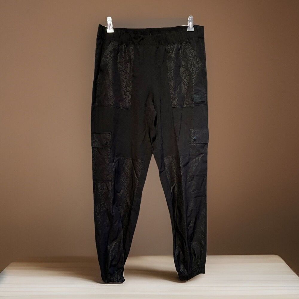DKNY Sport Womens Black Cargo Jogger Pants Elastic Waist Athleisure Small